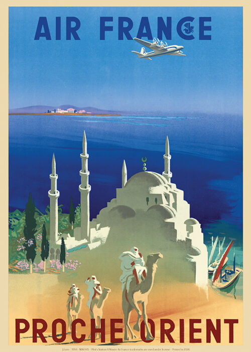 Affiche Air France Proche Orient, J.Even 1950, 50x70cm Offset