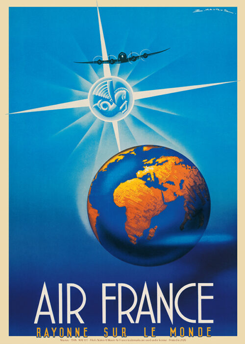 Affiche Air France Rayonne sur le Monde, Maurus 1948, 50x70cm Offset (Copie)