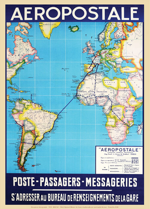 Affiche Air France Aéropostale Carte 1930, 50x70cm Offset