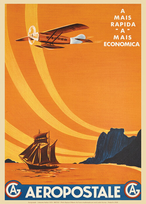 Affiche Air France Aéropostale Rapida Economica 1930, 50x70cm Offset