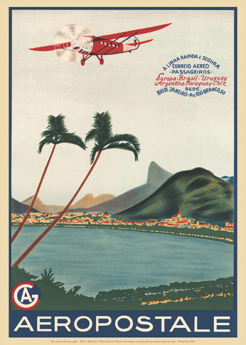 Affiche Air France Aéropostale Rio de Janeiro 1930, 50x70cm Offset (Copie)